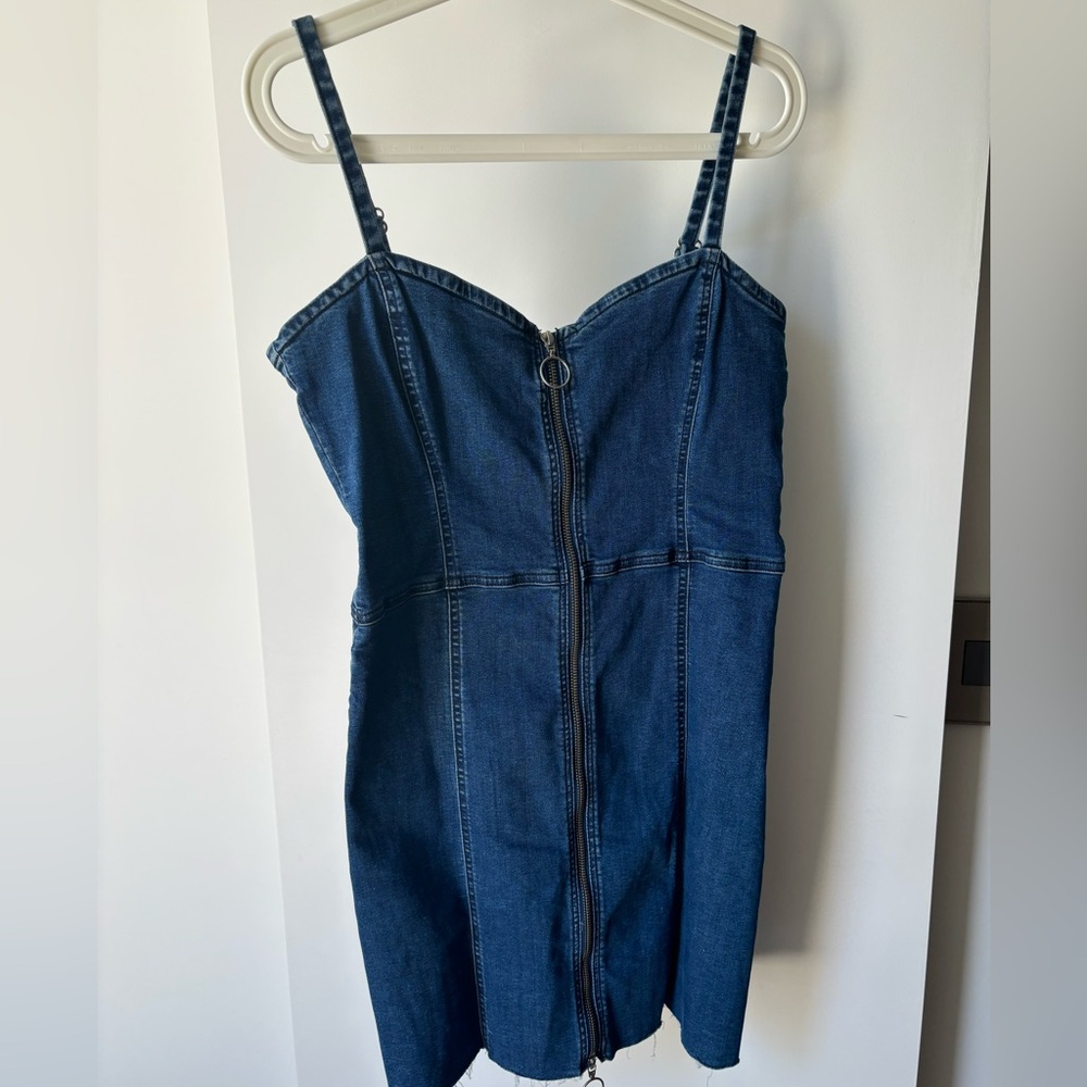 Zara denim zip up mini dress